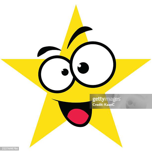 cute cartoon star shape character with funny face – vector stock illustration - wink face stock illustrations