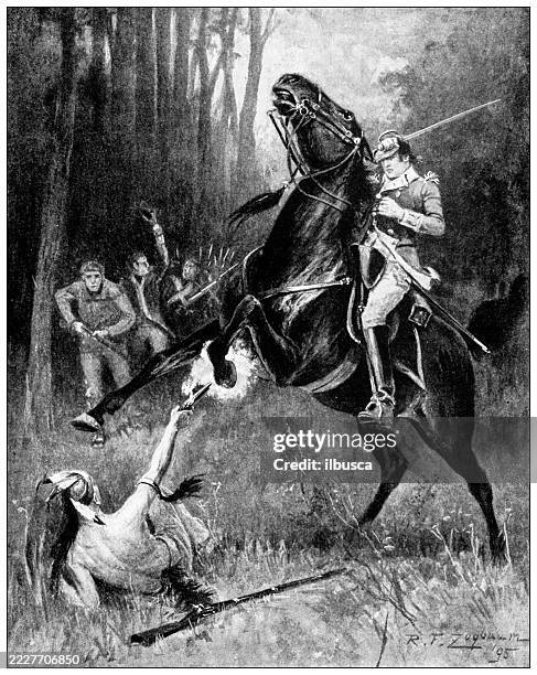 stockillustraties, clipart, cartoons en iconen met native north american battle - noord amerikaans indiaanse etniciteit