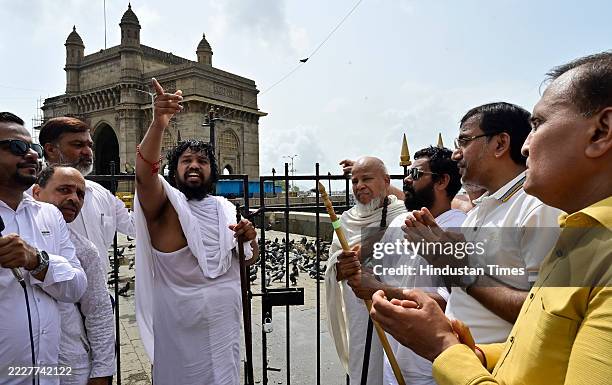 Followers of Jain religion participated in a protest rally against the closure of kabutar khanas across the city by BMC, rally held from Colaba jain...