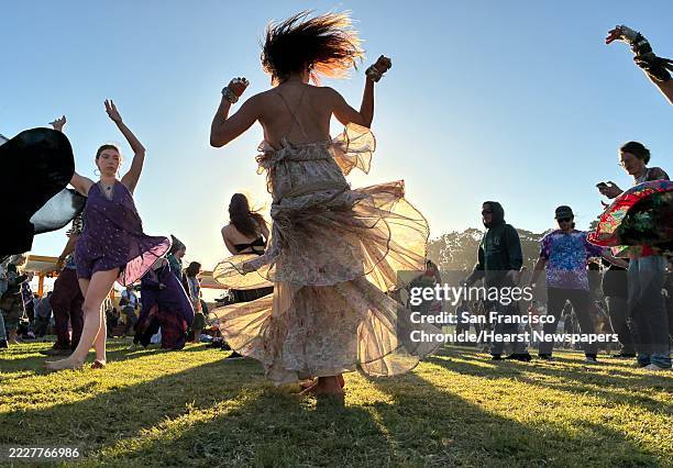 Vic McNabb of Toronto dances as Dead & Company performs at Golden Gate Park in San Francisco on August 3, 2025.