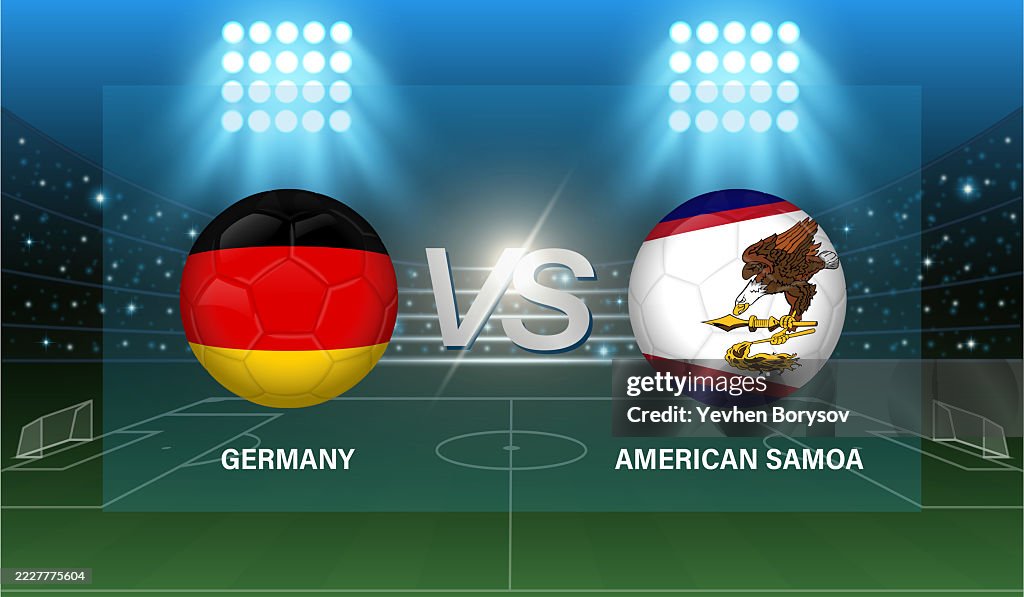 Germany vs American Samoa soccer banner. Soccer template of two countries or teams