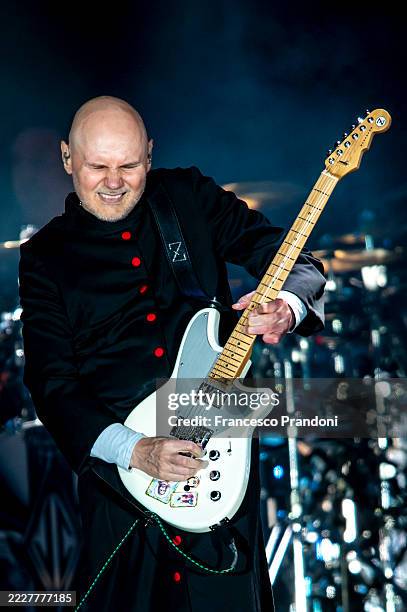 Billy Corgan of The Smashing Pumpkins performs onstage during a concert at Parco della Musica di Milano on July 30, 2025 in Milan, Italy.