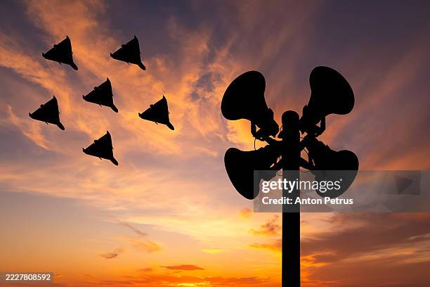 air raid siren and kamikaze drones - pole stock pictures, royalty-free photos & images