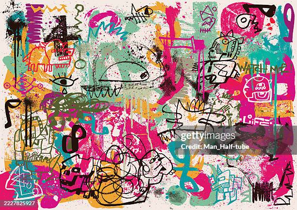 bildbanksillustrationer, clip art samt tecknat material och ikoner med abstract art design elements - graffiti