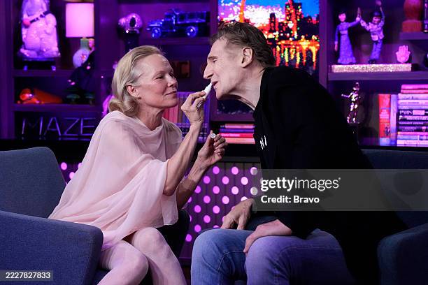 Episode 22128 -- Pictured: Pamela Anderson, Liam Neeson --