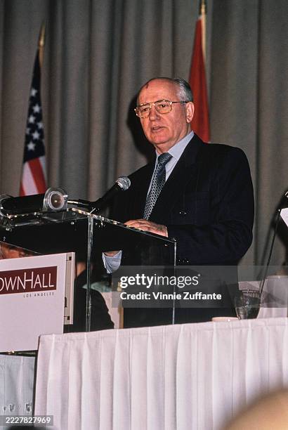 Russian politician Mikhail Gorbachev, former President of the Soviet Union, addresses the 4th Environmental Media Awards, held at CBS Television City...