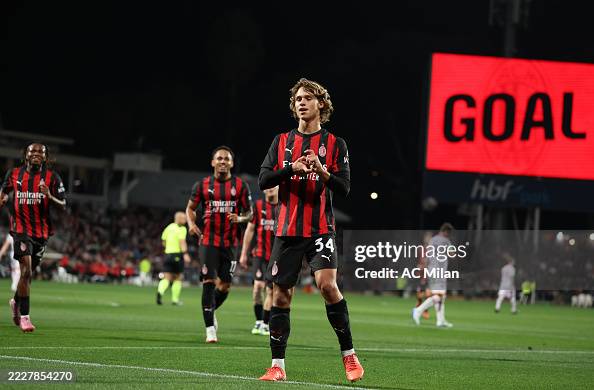 Comotto Christian Comotto of AC Milan in celebrates after scoring the goal ...