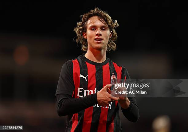 Comotto Christian Comotto of AC Milan in celebrates after scoring the goal ...