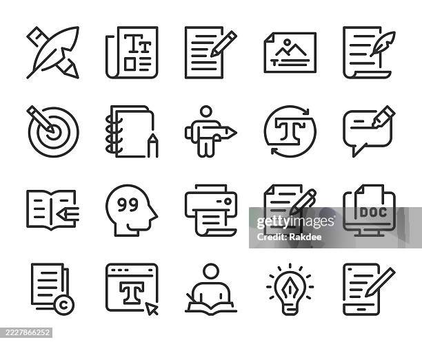 copywriting - line icons - author stock illustrations