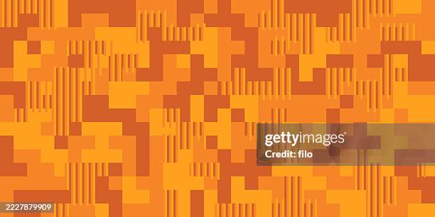 glitch orange camouflage digital pixel abstract background - digital camouflage pattern vector stock illustrations