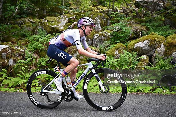 Maeva Squiban of France and UAE Team ADQ attacks during the 4th Tour de France Femmes 2025, Stage 6 /a 123.7km stage from Clermont-Ferrand to Ambert...