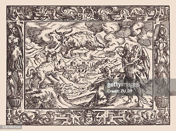 daniel's vision of a goat and a ram (daniel 8) - babylon stock illustrations