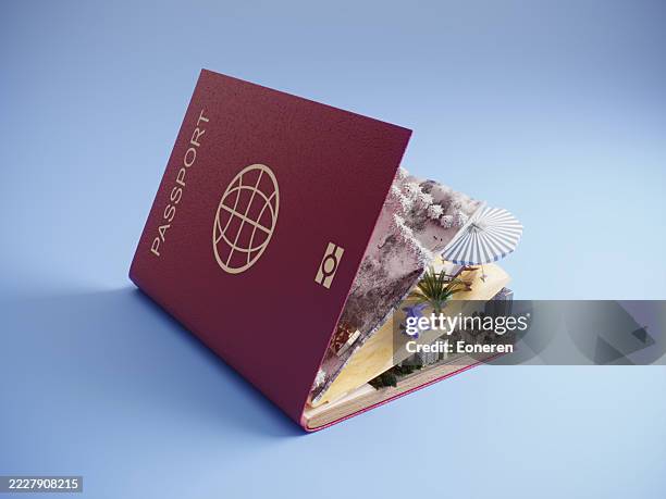 passport with travel destinations – vacation planning concept - making a reservation stock pictures, royalty-free photos & images