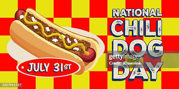 national chili dog day july 31 retro vintage diner web banner design - chili-dog stock illustrations