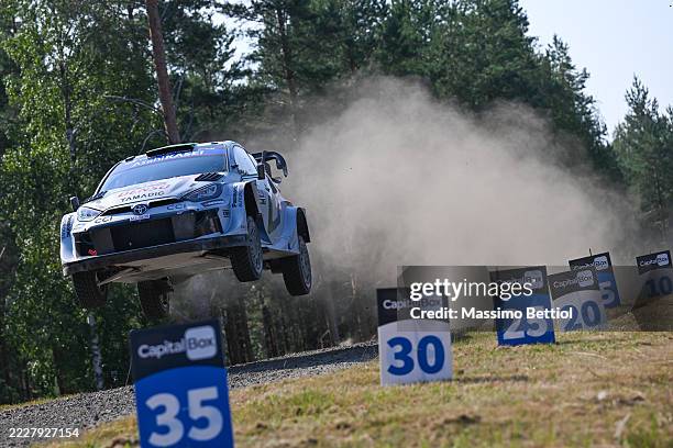 Elfyn Evans of Great Britain and Scott Martin of Great Britain compete with their Toyota Gazoo Racing WRT Toyota GR Yaris Rally1 during Day 1 of WRC...
