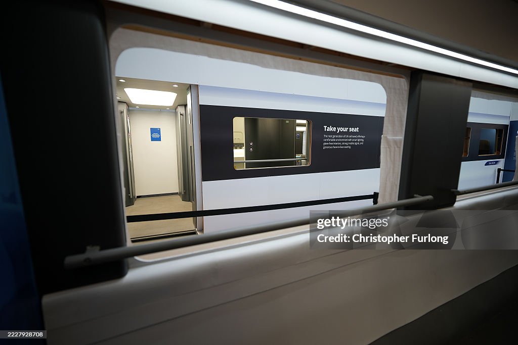 Hs2 Train Background A life size designers mock up of the interior of a HS2 rail carriage ...