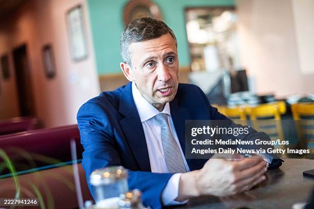 Los Angeles, CA Democratic National Committee Chair Ken Martin talks about the economy and immigration at Teresitas Restaurant in East Los Angeles on...