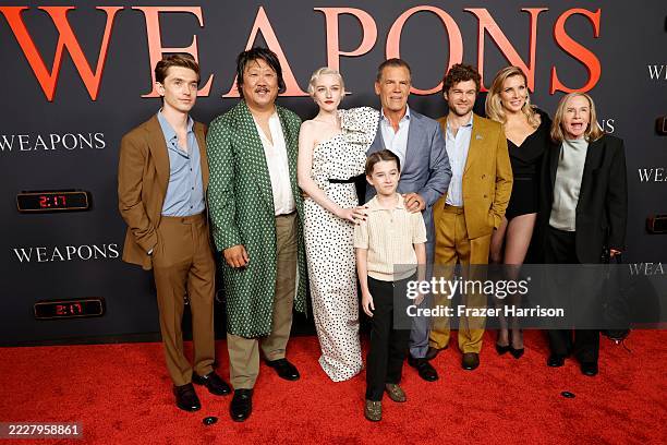 Austin Abrams, Benedict Wong, Julia Garner, Cary Christopher, Josh Brolin, Alden Ehrenreich, June Diane Raphael and Amy Madigan attend the Los...