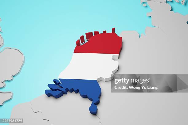 netherlands map with flag - western europe stock pictures, royalty-free photos & images
