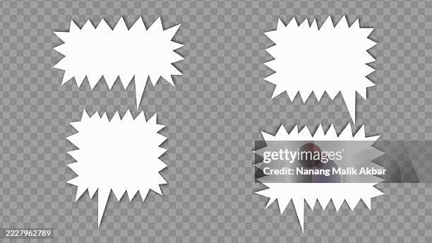 speech bubbles paper torn, sticker, or icon set with transparent background - speech therapy stock illustrations