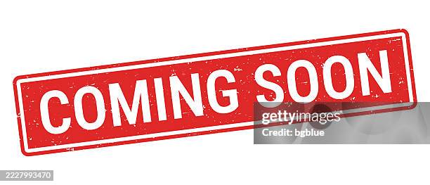 coming soon - red rubber stamp on white background - arrive on time stock illustrations