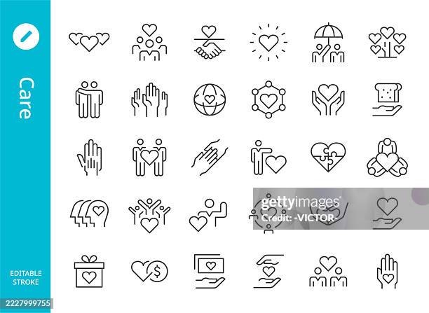 care icons - line series - wellbeing icon stock illustrations