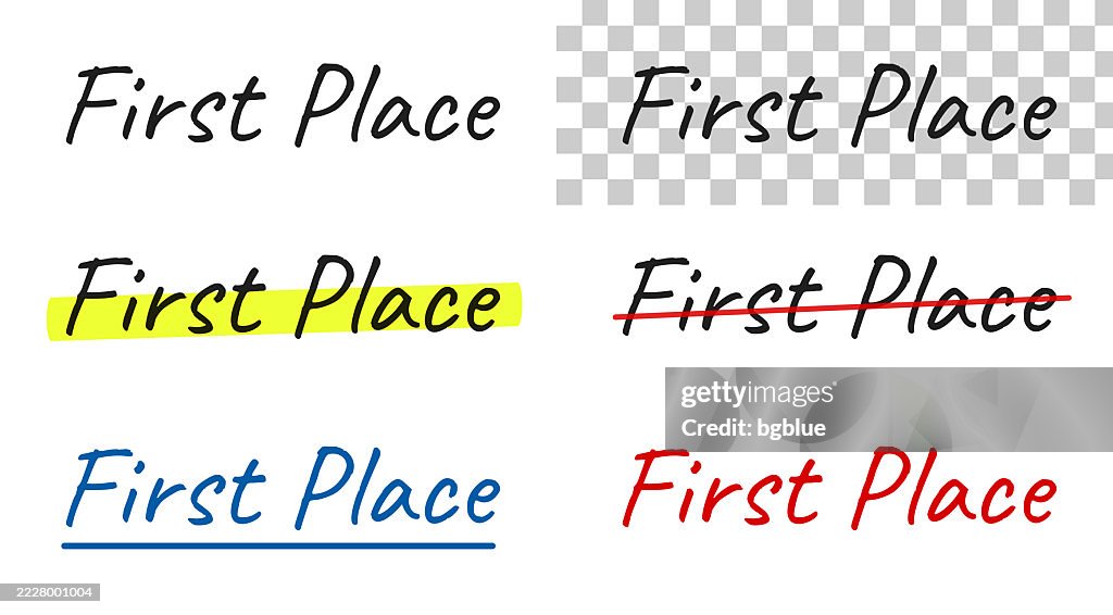 First Text Image First Place Handwritten Text Highlighted Crossed Out Underlined On ...