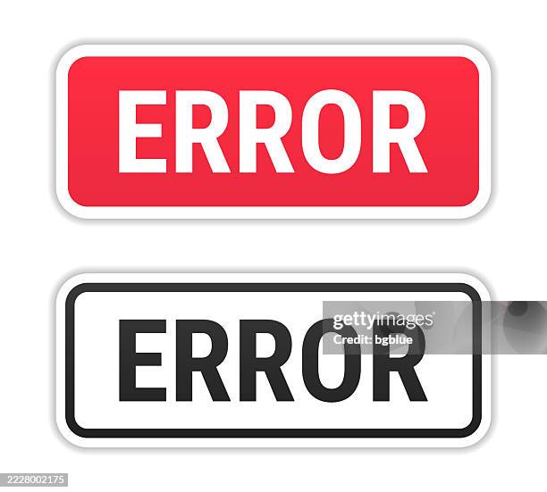 error - red and black labels on white background - computer error stock illustrations
