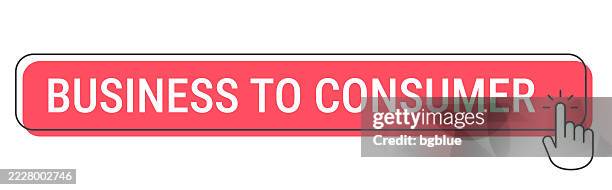 business to consumer - click button with hand cursor on white background - point a to point b stock illustrations