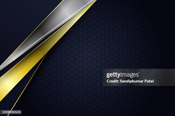 abstract triangle overlapping on dark navy blue background - virtual awards stock illustrations