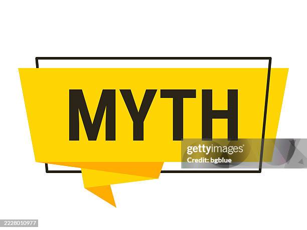 myth - yellow speech bubble on white background - mythology stock illustrations