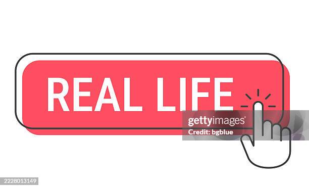 real life - click button with hand cursor on white background - real life stock illustrations