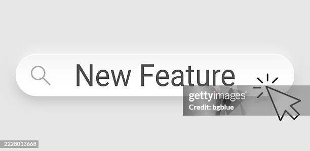 new feature - search bar with cursor on blank background - new computer isolated stock illustrations