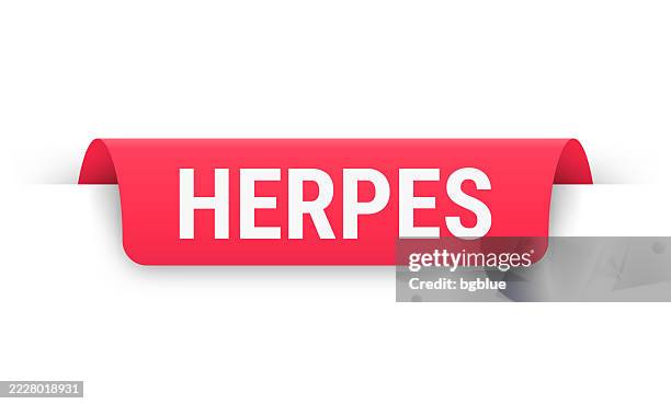 stockillustraties, clipart, cartoons en iconen met herpes - red banner, bookmark, ribbon, label on white background - neisseria gonorrhoeae