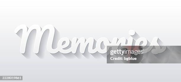 memories - flat design with paper cut effect on blank background - remember word stock illustrations