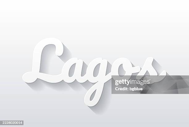 lagos - flat design with paper cut effect on blank background - lagos stock illustrations