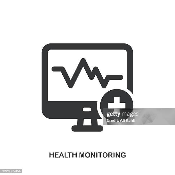 health monitoring glyph solid icon. solid icon that can be applied anywhere, simple, pixel perfect and modern style. - control room stock illustrations