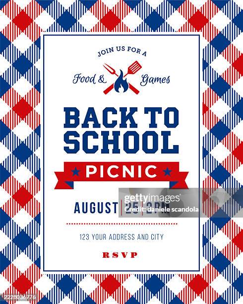 back to school picnic invitation template. - dinner party background stock illustrations