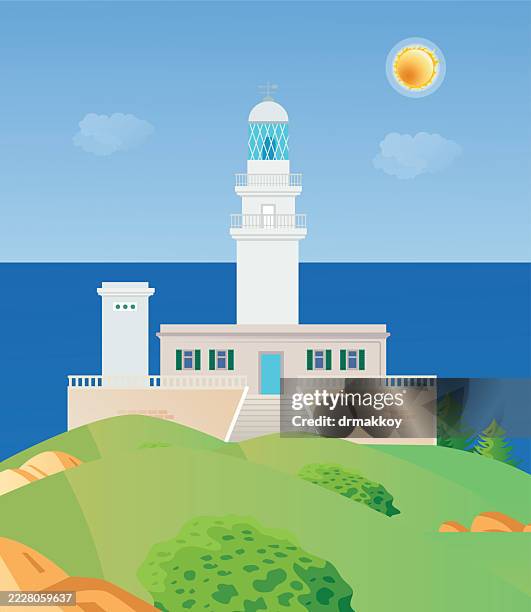 lighthouse of cap de formentor - cap de formentor stock illustrations