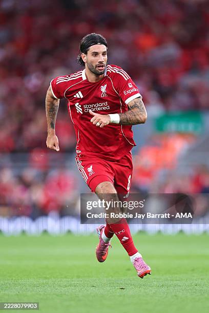 Dominik Szoboszlaiof Liverpool during the pre-season friendly match between Liverpool v Athletic Club Bilbao at Anfield on August 4, 2025 in...