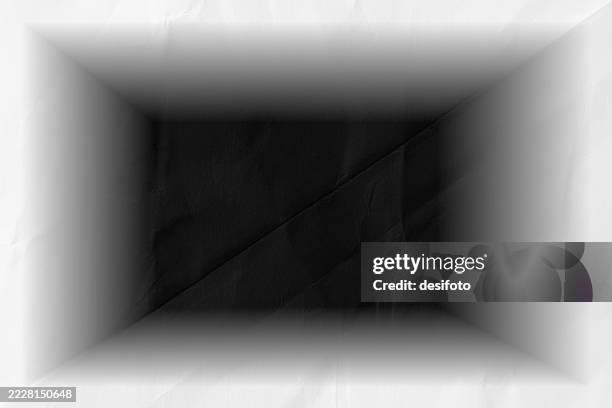 abstract dark room or garage or warehouse store with light gray white walls like entry to spooky mystery hall way, black and gray white vector bordered 3d background with three dimensional border - warehouse floor stock illustrations