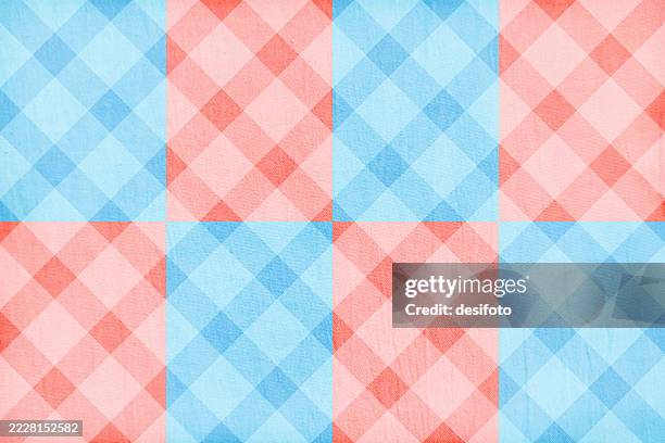 soft pastel light baby blue and pale peach pink colored striped slanted checked pattern blocks horizontal vector background for kids birthday party backdrops, cute lovely nursery wallpaper interior decor - playground background stock illustrations