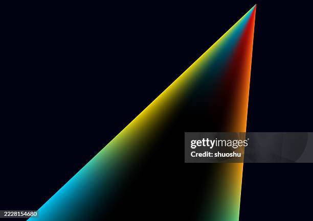 color prism effect technology triangle shape light with black background - light refraction stock illustrations
