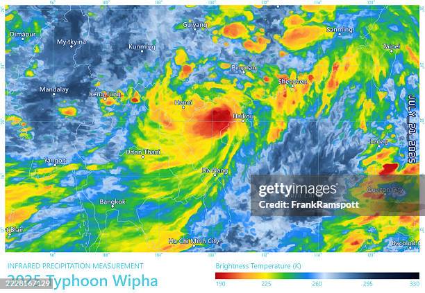 typhoon wipha 20250721 precipitation map hanoi - weather radar graphic stock illustrations