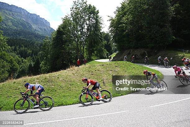 Franziska Koch of Germany and Team Picnic PostNL, Eleonora Camilla Gasparrini of Italy and UAE Team ADQ and Justine Ghekiere of Belgium and Team AG...