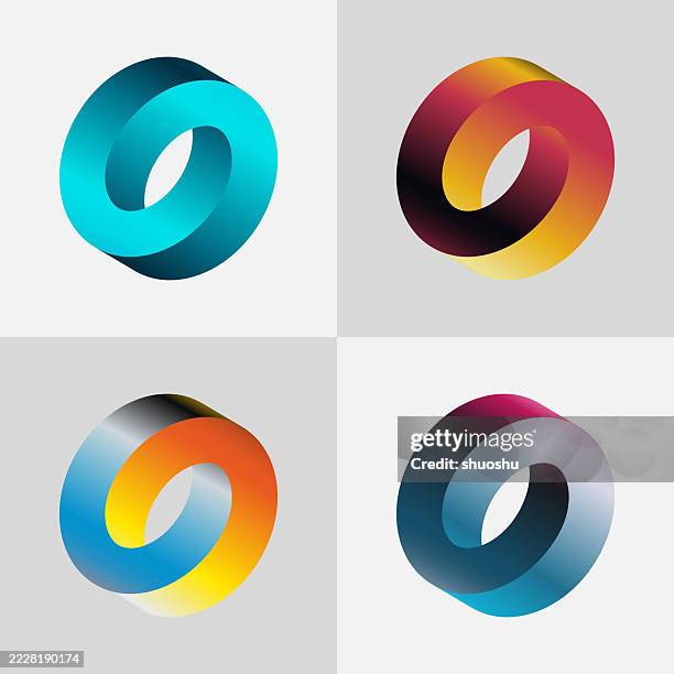 colors gradient mobius stripe icon symbol set - infinity stock illustrations