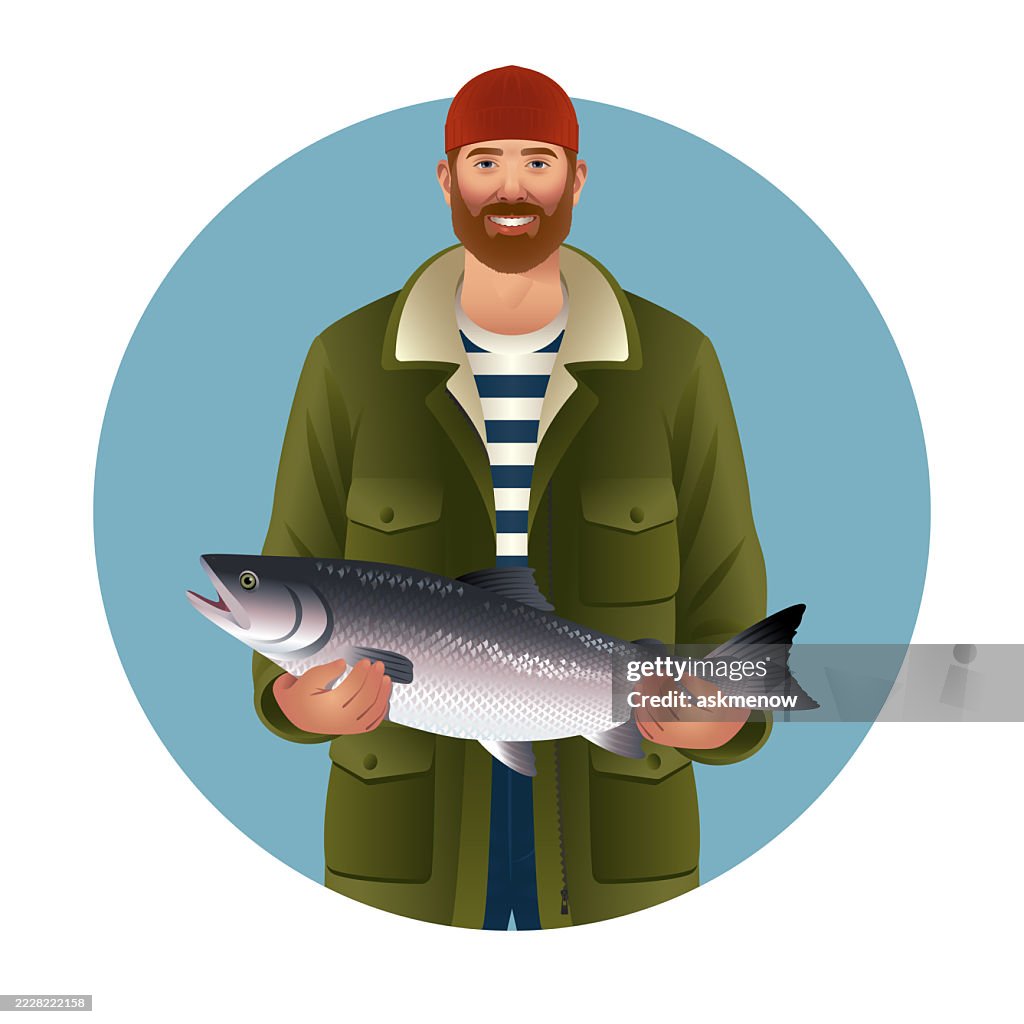 A happy man holding a fish