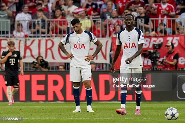 Munich, Germany Cristian Romero of Tottenham Hotspur looks dejected during the Pre-Season Friendly match between FC Bayern München and Tottenham...