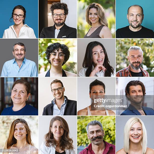 groupe de personnes diverses, portraits, collage - mosaïque photos et images de collection
