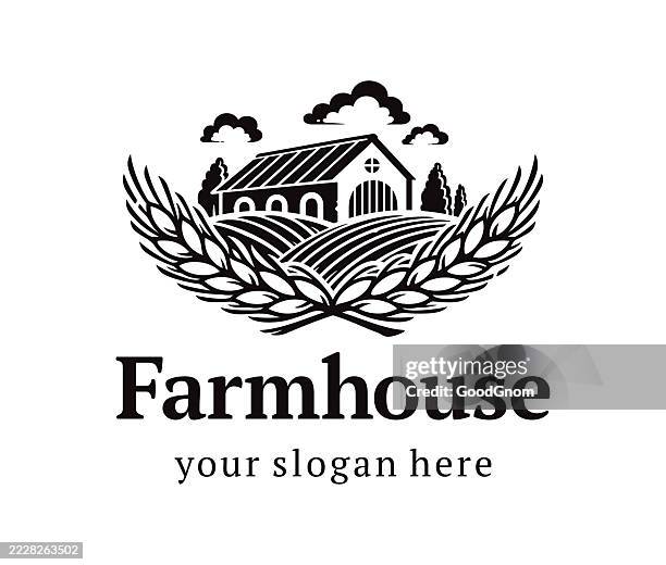 farmhouse logo design - farmhouse stock illustrations